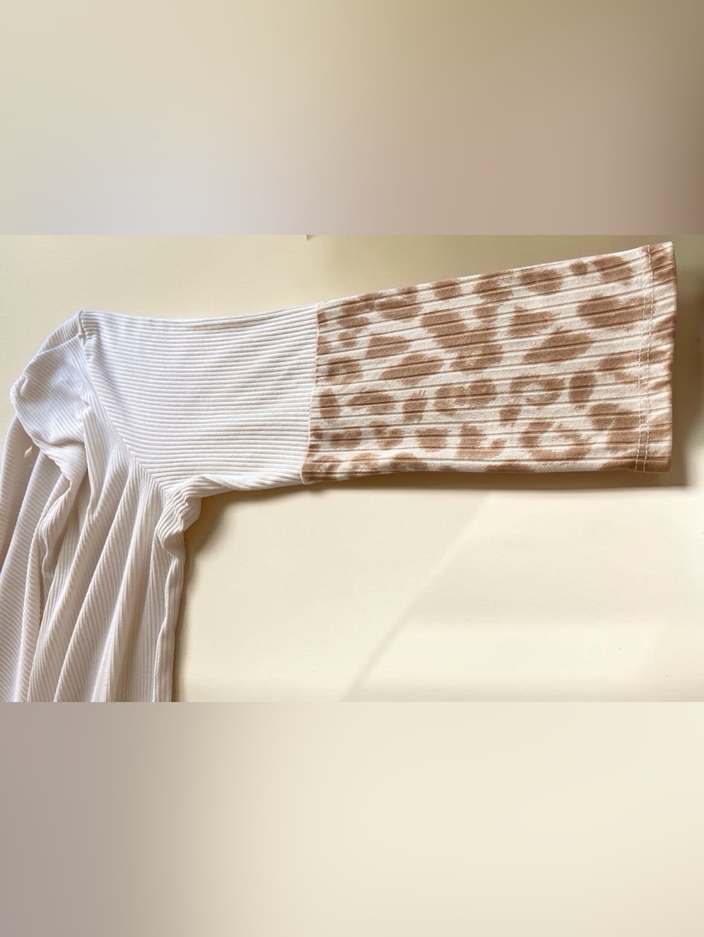 Leopard Colorblock Long Duster Cardigan Ribbed Boho Open Front - Picture 5 of 9